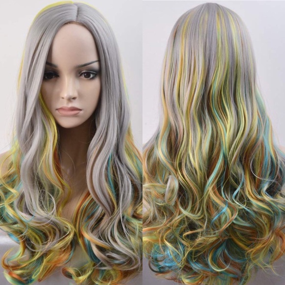 ✨Kris Grey Multicolored Cosplay full cap wig *NWT+